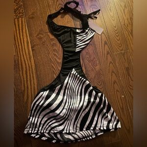 Elegant Black and White Halter Dress